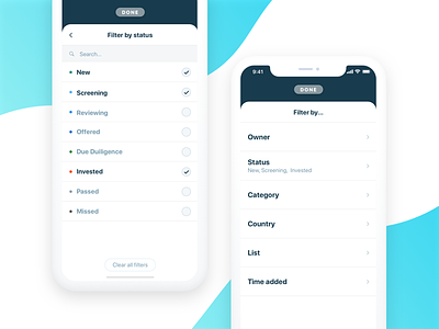 Fundstack Filters app check filter hide interface ios iphonex todo ui user ux