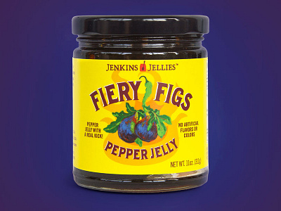 Jenkins Jellies Fiery Figs Pepper Jelly brand design cpg food packaging design graphic design label design logo design packaging design