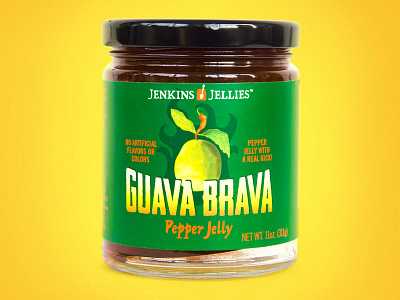 Jenkins Jellies Guava Brava Pepper Jelly brand design cpg food packaging design graphic design label design logo design packaging design