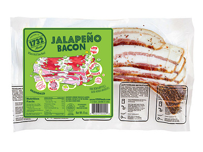 1732 Meats Jalapeño Bacon brand design cpg food packaging design graphic design label design packaging design