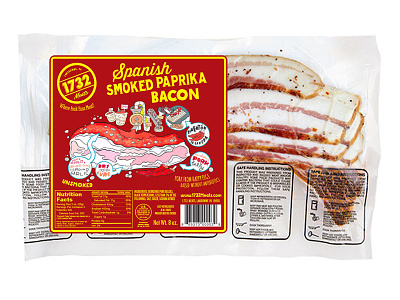 1732 Meats Paprika Bacon brand design cpg food packaging design graphic design label design packaging design