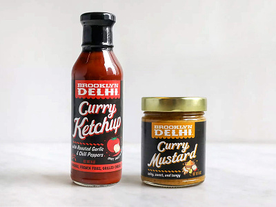 Brooklyn Delhi Curry Ketchup & Curry Mustard branding brooklyn delhi cpg food packaging design logo design packaging design