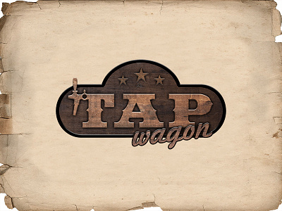 Tap Wagon Logo badge design beer company branding logo logo design tap texture wood