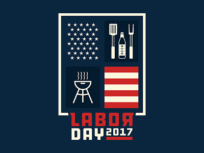 Labor Day 2017 bbq beer flat poster usa vector