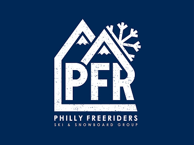 Philly Freeriders badge branding logo monogram mountains pfr snowflake winter