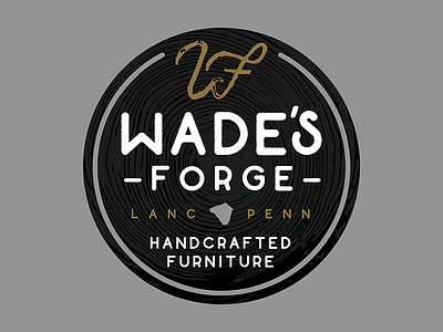 Wade's Forge badge circle craftsmen handmade identity lancaster logo pennsylvania typography wood