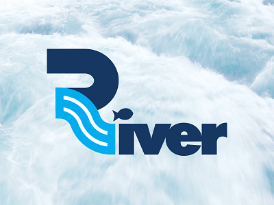 River fish futura icon logo nature river thick lines type vector