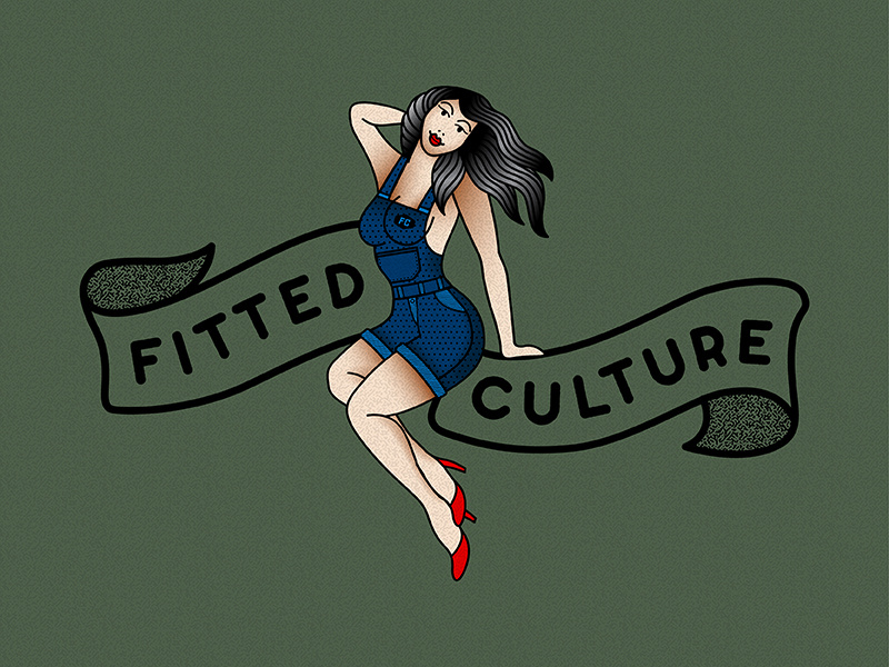Fitted Culture Brand shading vector clothing branding pinup gradient flash tattoo traditional banner logo