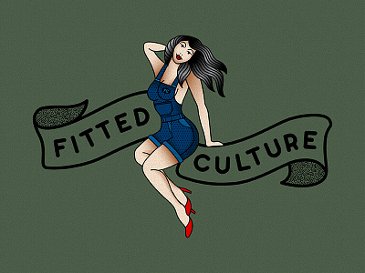 Fitted Culture Brand banner branding clothing flash gradient logo pinup shading tattoo traditional vector