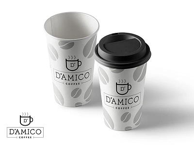 D'amico Coffee Logo Design/Cups branding cafe caffeine coffee coffee beans cup logo product