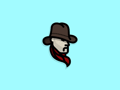 Cowboy Icon badge cowboy cowboy hat halftone icon logo minimal rodeo thick lines western