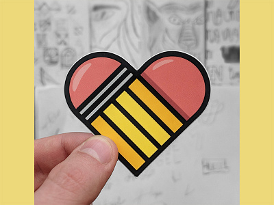 Love Sketching - Sticker (2-Pack) badge bold branding illustration logo pencil retro sketch sticker sticker mule thick lines