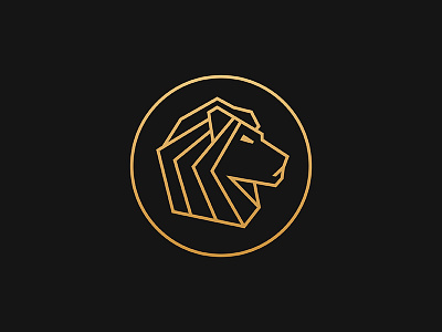 Lion Head Logo brand circle geometric gold king king of the jungle lion logo minimal thick lines