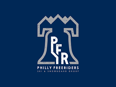 Philly Freeriders Unused Logo badge brand icon liberty bell logo mountains pa philly retro ski snowboard sports