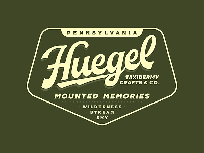 Huegel Taxidermy C&Co. badge brand fishing hunting logo nature outdoors pa pennsylvania retro taxidermy trophy