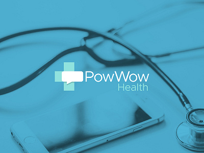PowWow Health brand communication cross health health care hospital icon logo minimal