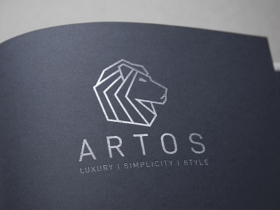 Artos Stacked Logo brand elegant icon king lion lion head lion logo logo luxury minimal silver thick lines typography