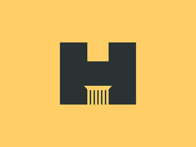H + PILLAR badge brand colomn crest h icon logo minimal pillars retro thick lines typography