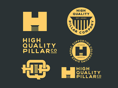 HIGH QUALITY PILLAR CO. athens badge colomn colosseum flash greece h hqp icon identity logo parthenon pillar post support