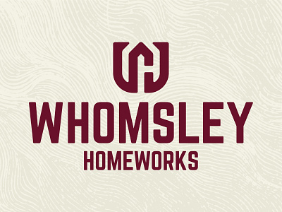 Whomsley Logo Vertical badge brand branding carpenter carpentry icon logo minimal monogram renovation texture wh wood