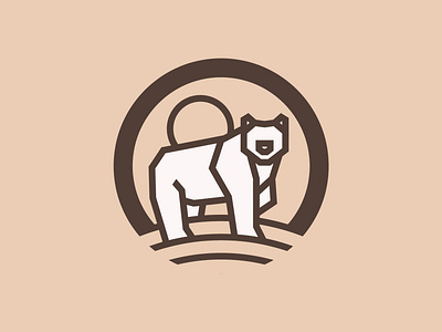 Bear animal logo badge bear grizzly illustration logo minimal monoline nature sun thick lines
