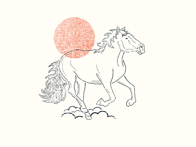 Horse Process Illustration brand distressed horse horse logo illustration nature process sun texture traditional illustration vintage weathered