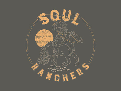 Soul Ranchers - Heroes & Horses apparel graphics badge cowboy distressed distressedunrest horse illustration lasso montana nature retro vector