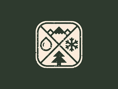 Wilderness Defense Icon adventure badge brand explorer icon logo mountain nature protection rain snowflake thick lines water weather wilderness