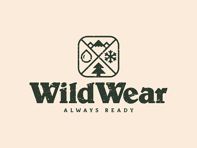 WildWear Logo adventure brand elements gear icon logo mountains nature pine tree rain snow thick lines typography wild