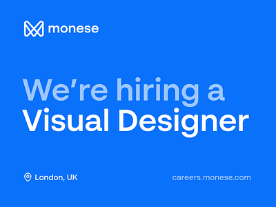 We're hiring a Visual Designer animation bank banking design design jobs fintech illustration jobs london monese uk visual designer were hiring