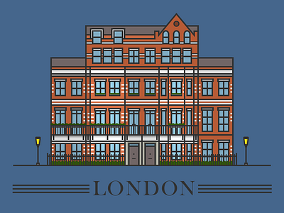 Red Brick London Townhouse architecture house illustration ilustrator london sketch terrace townhouse uk