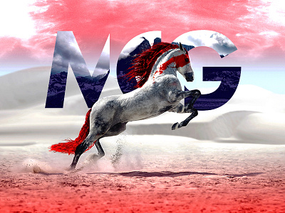 MCG art direction branding desert design horse illustrator logo design mountains photo manipulation photoshop sand war paint