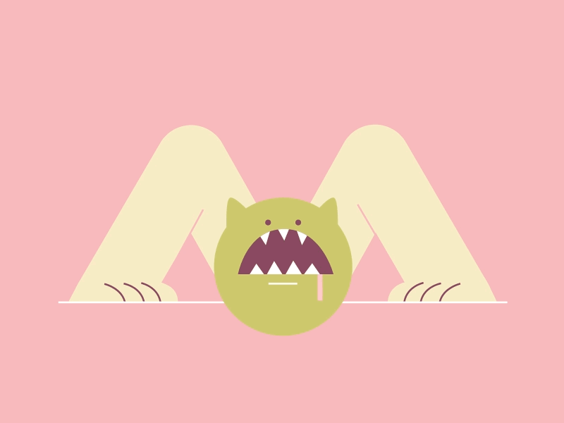 Day 13 / "M" for Monster 2d 36days m 36daysoftype 36daysoftype06 character animation motion typography