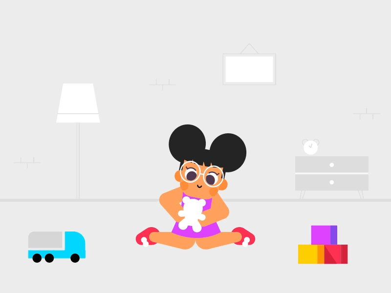 Ups.. Broken 2d after effects animation broken character animation character design crying dribbble explainervideo gif illustration little girl motion teddy bear toy