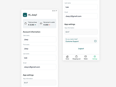 Daily UI 6,7 - Profile & Settings app design mobile ui ux