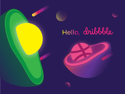 Avocado Planets avocado debut hello world illustration planet space star universe