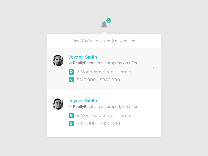 Yay!!! New offers offers notification pop alert real estate map money price simple clean