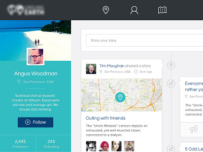 Share Your Story design meetings places profile stories story timeline ui user web