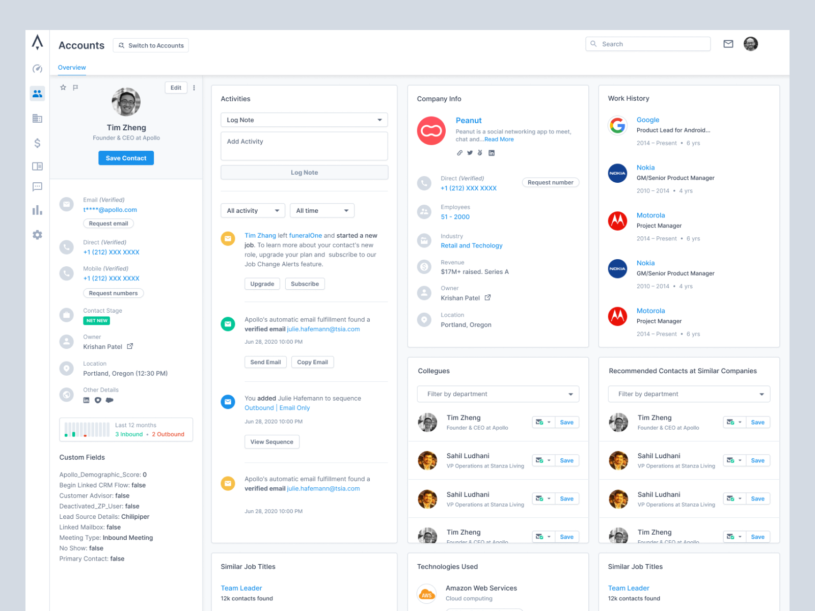 Contact Detail Page by Paresh Khatri for Apollo.io on Dribbble