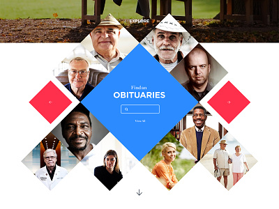 Find an Obituary clean diamond search simple square ui ux