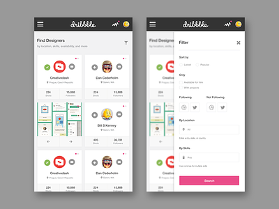 Improved Filter Search design dribbble filter interface mobile redesign search ui ux