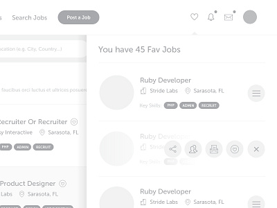 Fav Jobs Action icon interface sidebar ui user ux