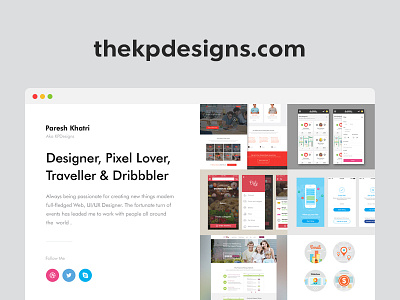 thekpdesigns.com clean person portfolio simple ui ux website