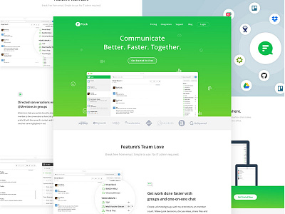Flock - Team Collaboration chat clean design flat homepage interface redesign simple ui ux video website