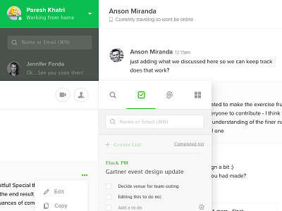 Flock Desktop Redesign app application chat collaboration feed flat icons sidebar social team