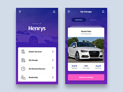 Car Dealer Mobility app auto design flat icon icons interface slide ui ux