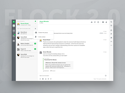 Flock 2.0 app apps chat collaboration design groups interface team teams ui ux web