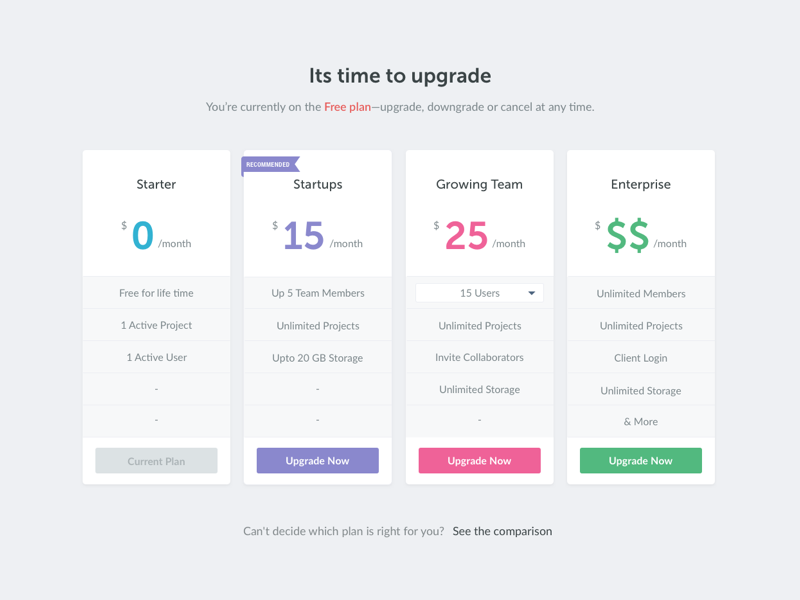 Pricing page example #163: Pricing Light by Paresh Khatri #Design Popular #Dribbble #shots