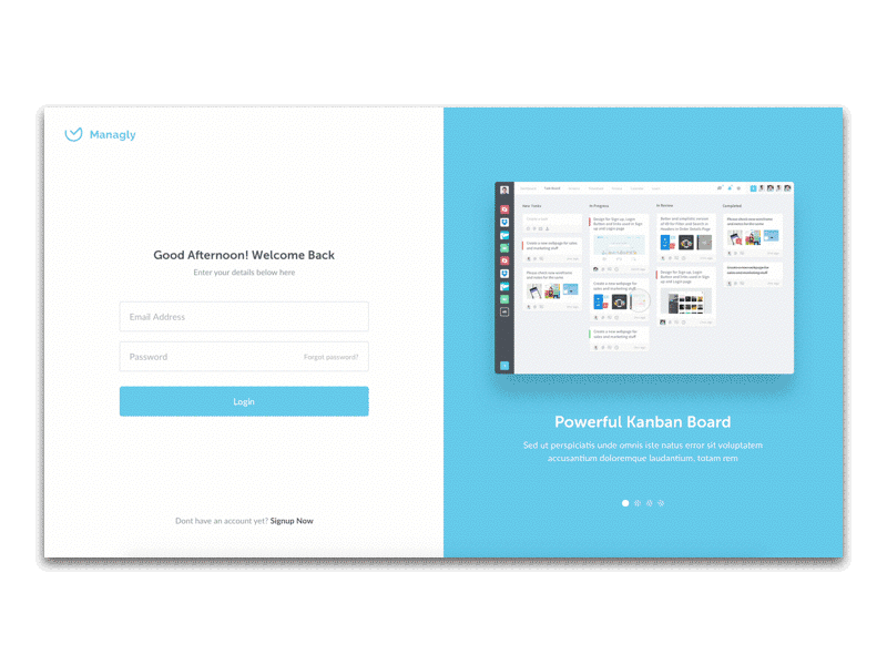 Login Page Interaction animation icons interaction login managly principal signup ui ux v2