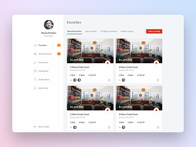 RDC - Manage Saved Properties account estate icon icons interface profile property real sidebar ui user ux